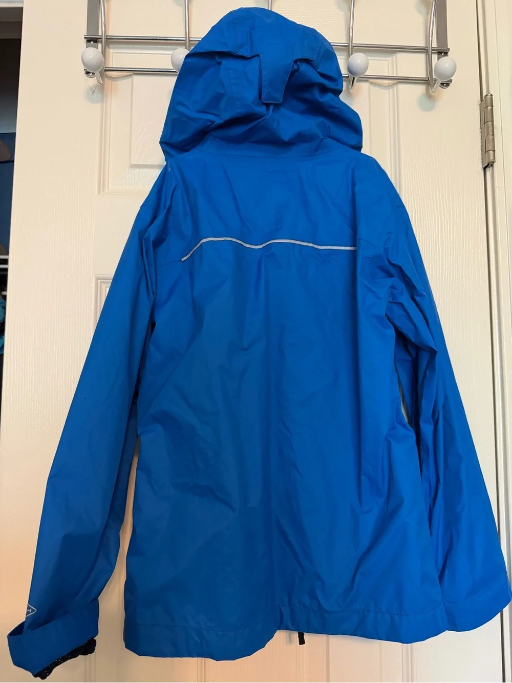 Columbia Boys Blue Hooded Rain Jacket Mesh Lined Size S 8